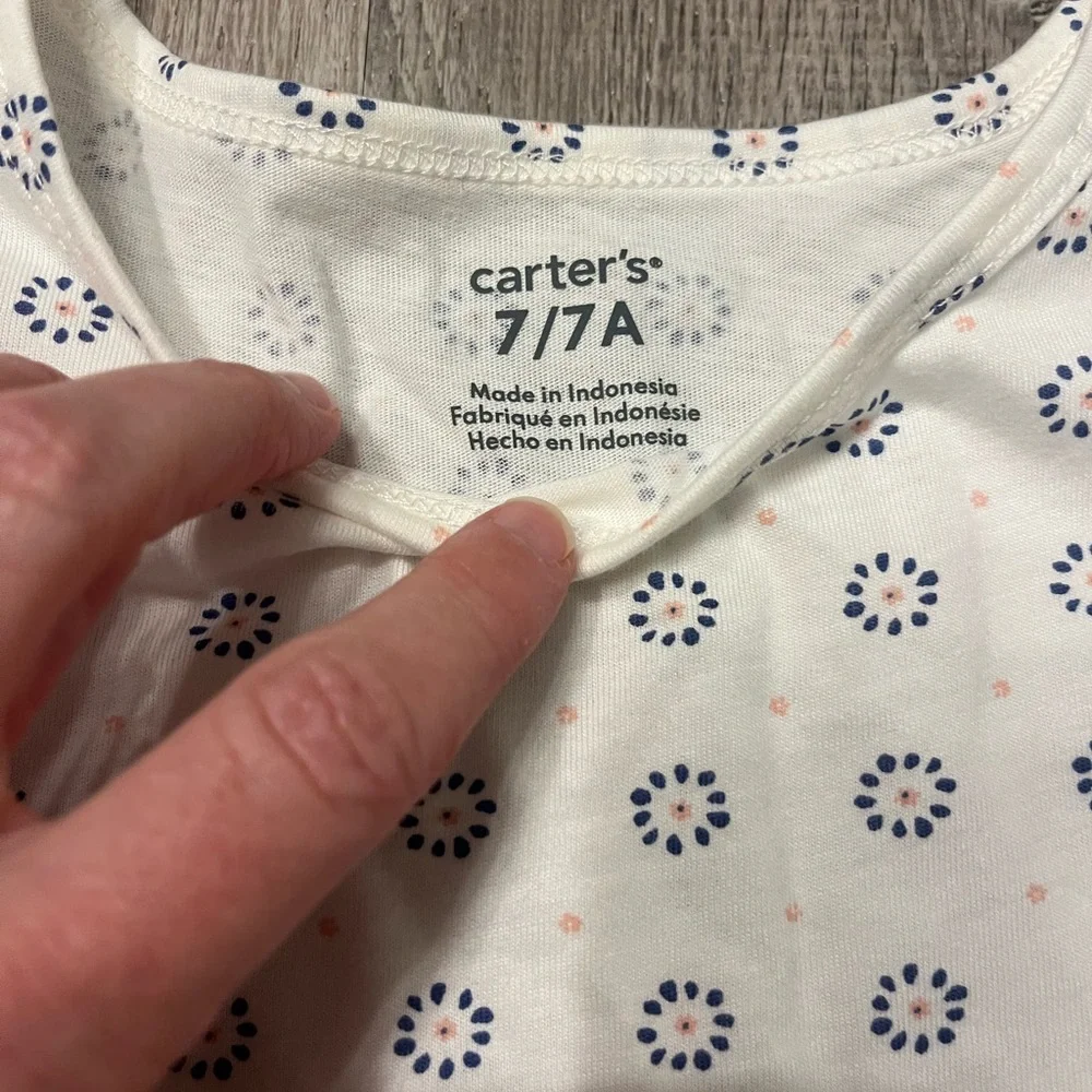Girl's Carter's Short Sleeve White Dress- Size 7-‎ NWT